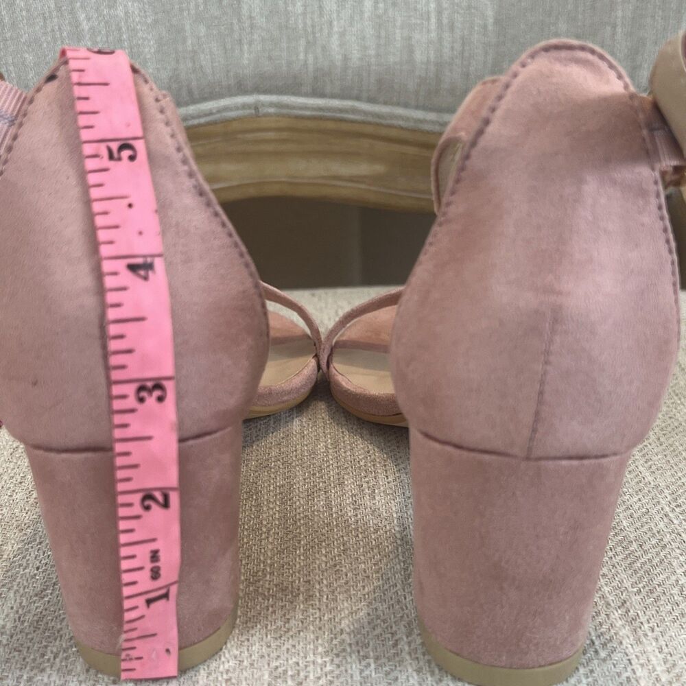 Allegra K Ankle Strap Block Low Heel Sandal Women's 6 Light Pink Wedding Summer - Picture 9 of 12